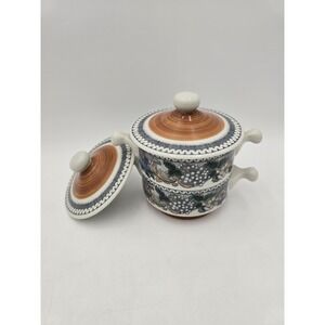 2 Goebel Burgund Cream Soup Bowl & Saucer with Lid Set Bavaria W Germany